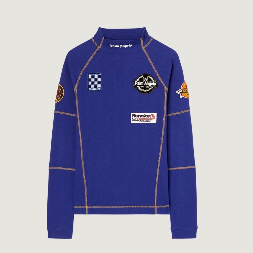 Palm Angels x Moncler LS Racing T-Shirt Blue/White XS NWT